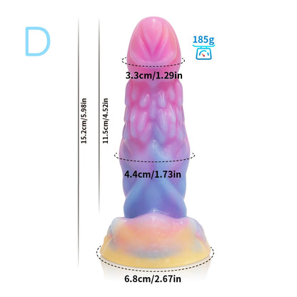 FANTASY DILDO KNOTTED SILICONE 9 INCH GLOW IN THE DARK