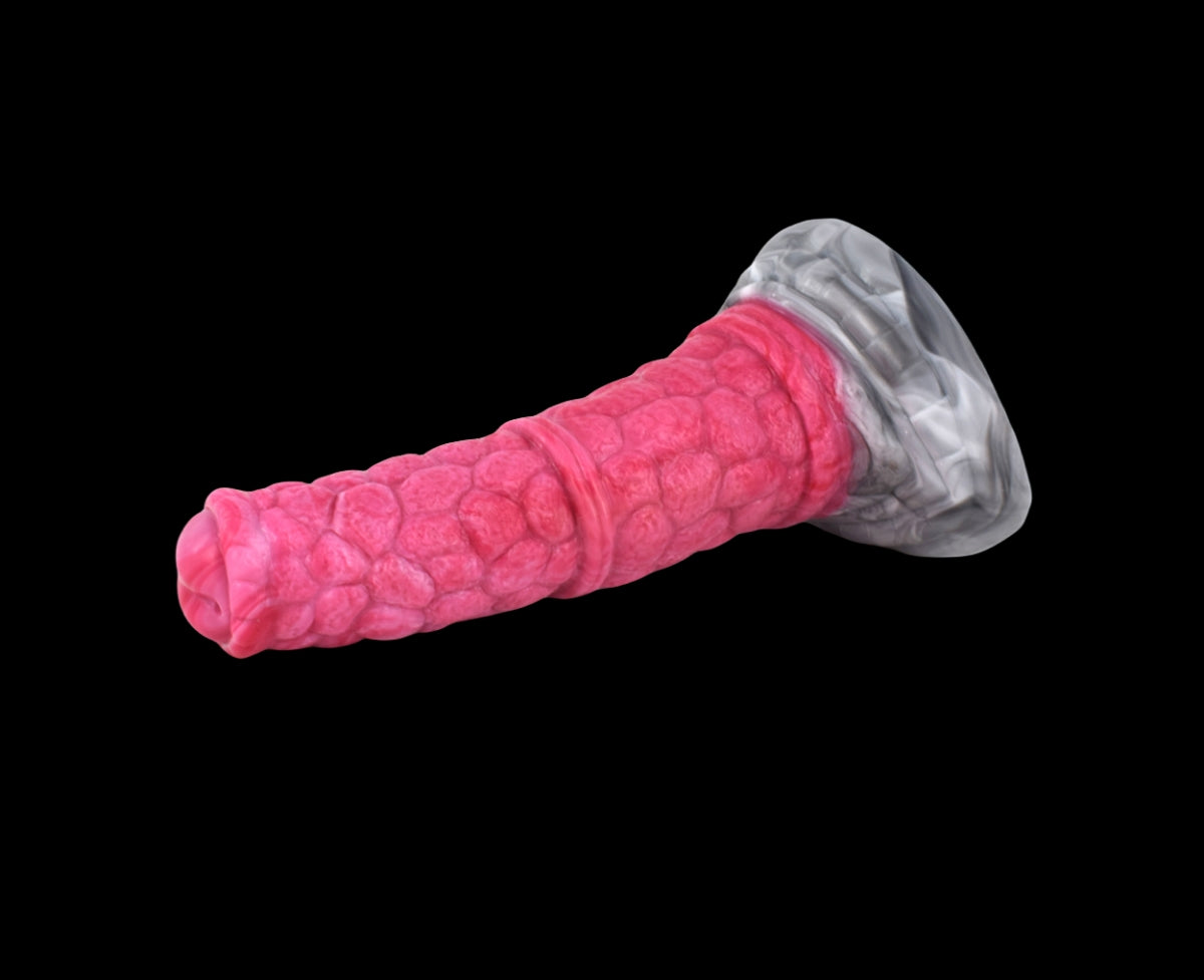 HORSE DILDO KNOTTED SILICONE 7 INCH RED