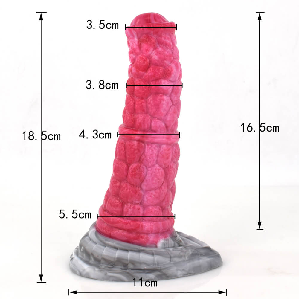 HORSE DILDO KNOTTED SILICONE 7 INCH RED