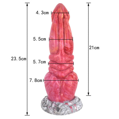 MONSTER DILDO KNOTTED SILICONE 9 INCH RED