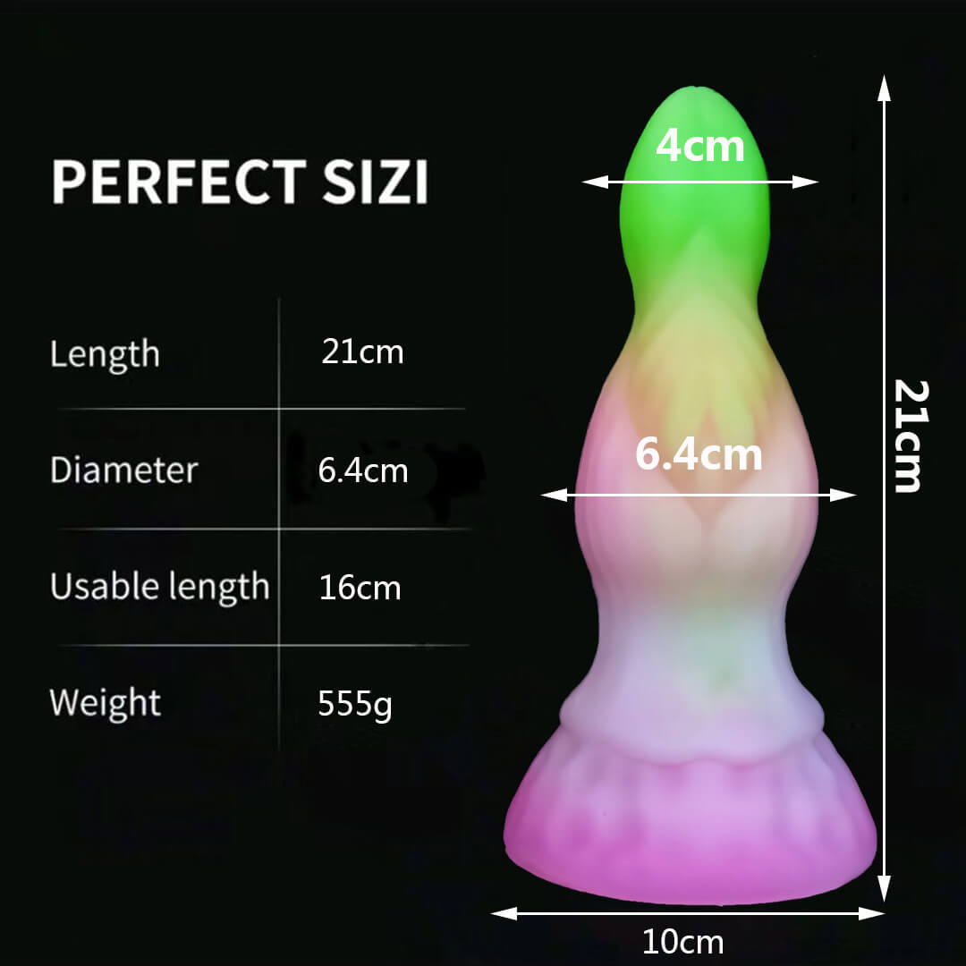 FANTASY DILDO KNOTTED SILICONE 8 INCH GLOW IN THE DARK