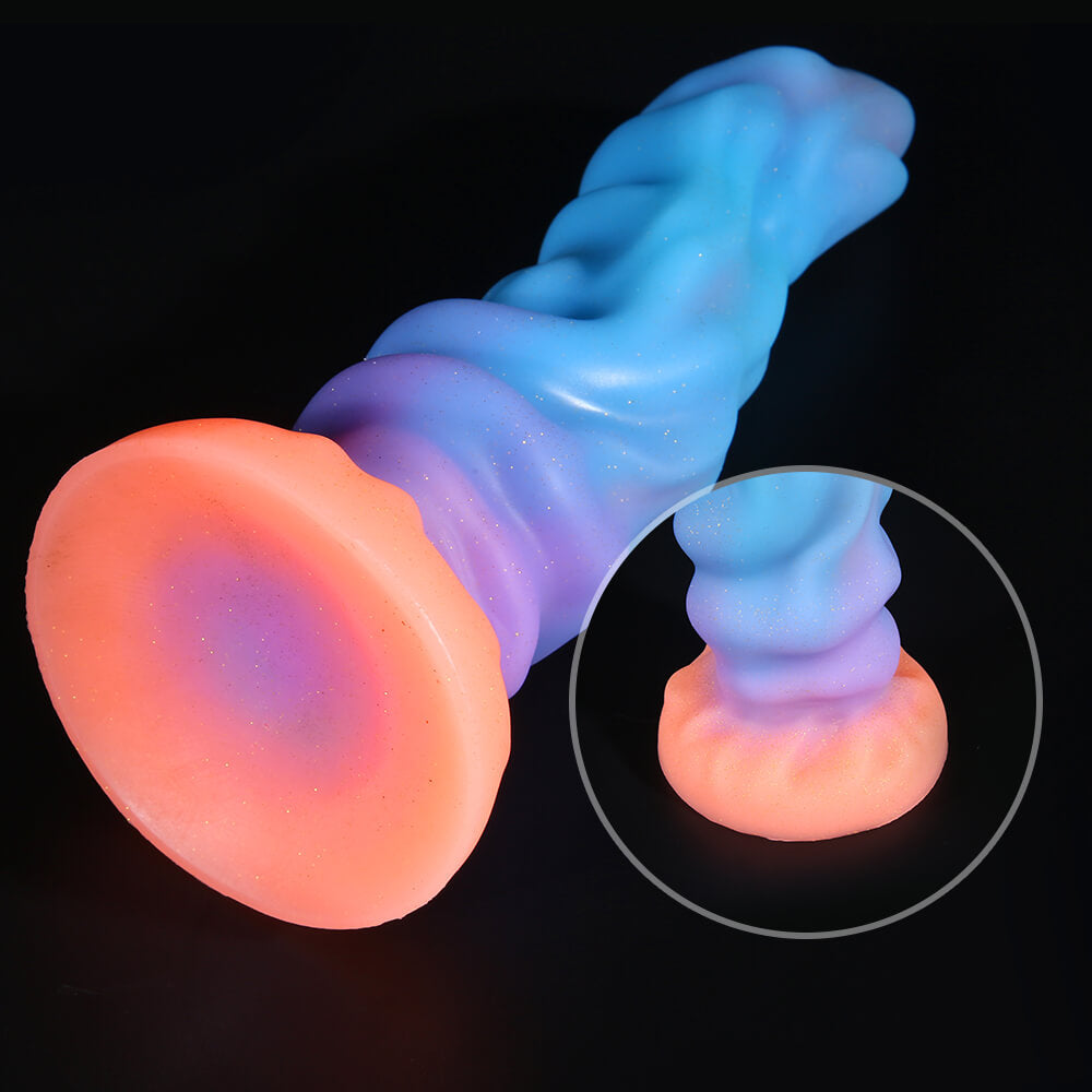 MONSTER DILDO KNOTTED GLOW IN THE DARK SILICONE 9 INCH