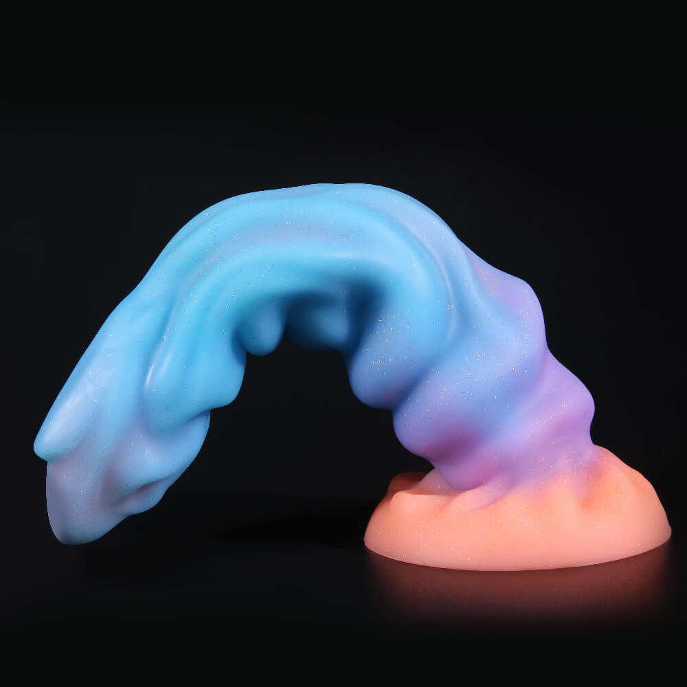 MONSTER DILDO KNOTTED GLOW IN THE DARK SILICONE 9 INCH