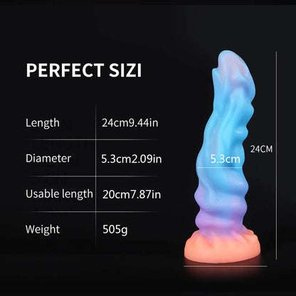 MONSTER DILDO KNOTTED GLOW IN THE DARK SILICONE 9 INCH