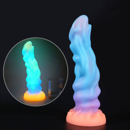 MONSTER DILDO KNOTTED GLOW IN THE DARK SILICONE 9 INCH