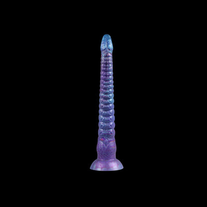 LONG DILDO ANAL GLOW IN THE DARK SILICONE 21 INCH VIOLET TAPEAED BEADED