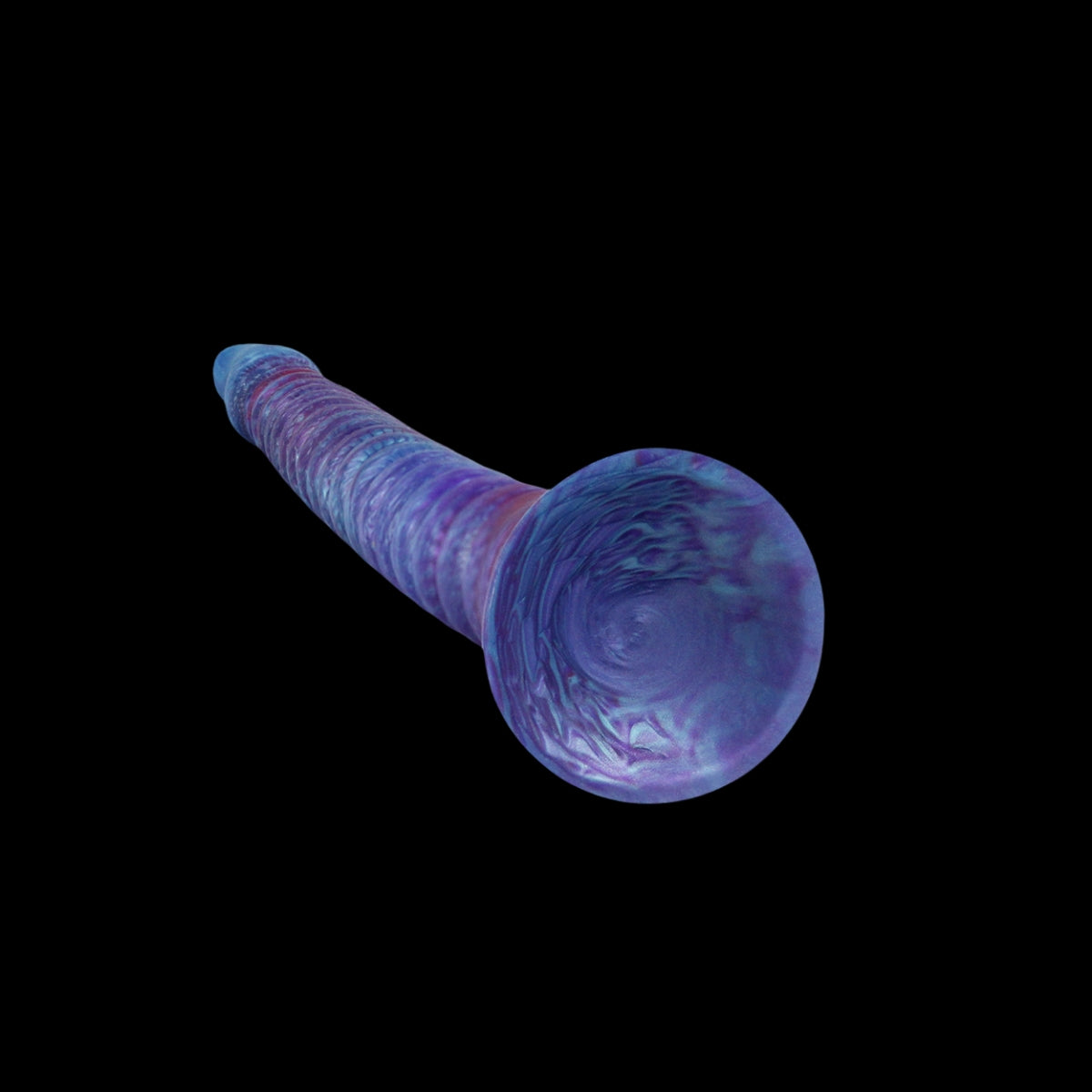 LONG DILDO ANAL GLOW IN THE DARK SILICONE 21 INCH VIOLET TAPEAED BEADED