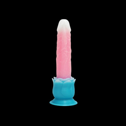 DILDO FANTASY NOUÉ BRILLE DANS LE NOIR EN SILICONE 9 POUCES