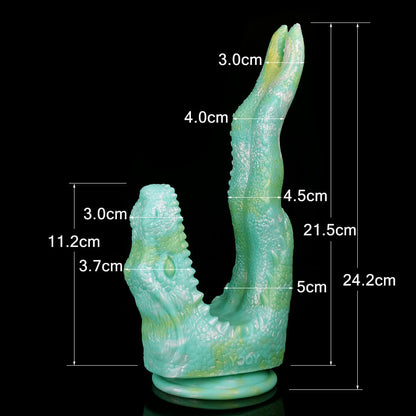 DILDO MONSTER À DOUBLE EXTRÉMITÉ EN SILICONE 9 POUCES VERT