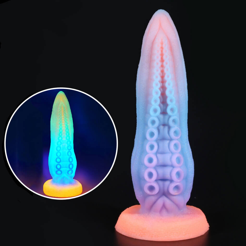 Gode ​​tentacule phosphorescent en silicone de 23 cm de long et octope