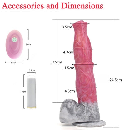 HORSE DILDO FANTASY VIBRANT SILICONE 9 POUCES ROSE