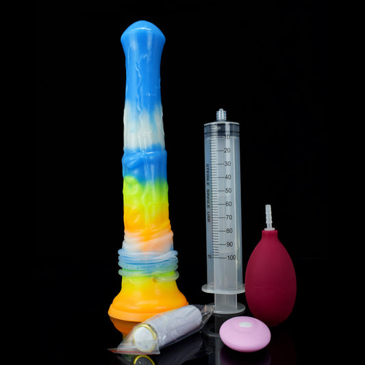 SQUIRTING GIANT DILDO SILICONE 11 INCH GLOW IN THE DARK